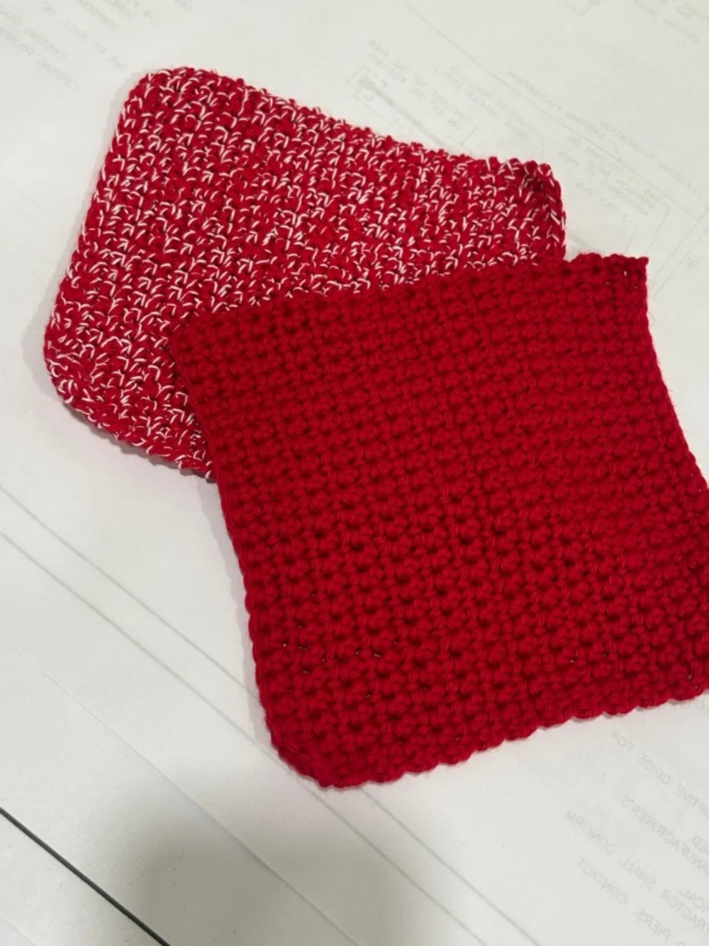 Handmade Chunky Red Crochet Dishcloths - Set of 2